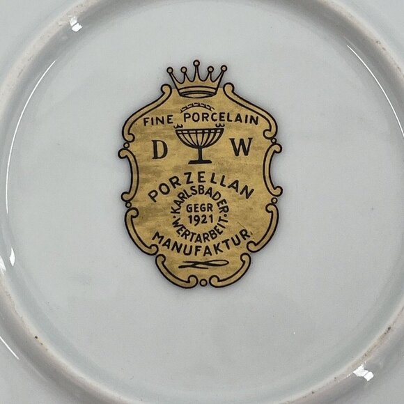 D W Karlsbader Rare Gold Courting Couple Decorative Plate Bavaria Germany - Picture 11 of 11